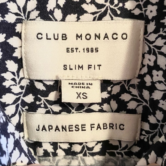 Club Monaco Mens Floral Button Down Shirt Japanese Fabric Slim Fit Size XS - Picture 4 of 9